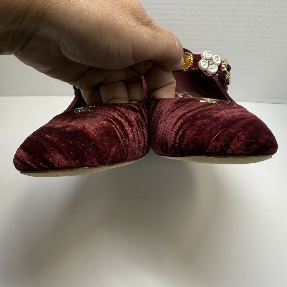 Mary Jane Deep Red Velvet Heels - Picture 5 of 10